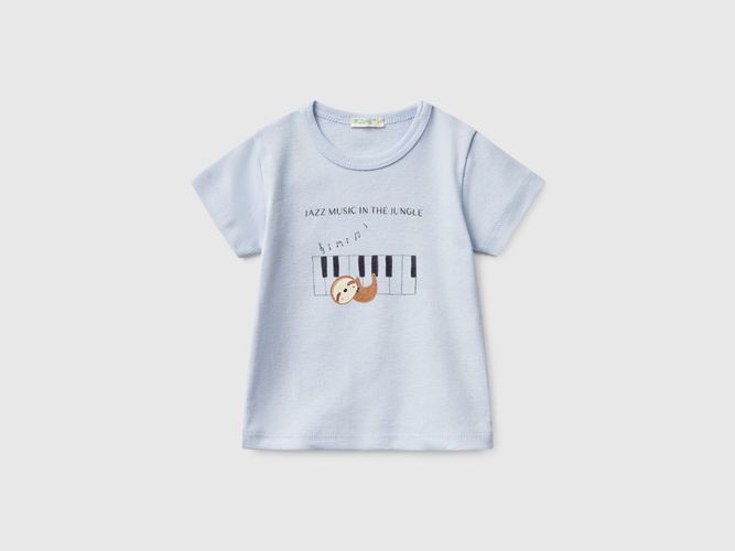 Benetton, T-shirt À Manches Courtes En Coton, taille 1-3, Bleu Ciel, Enfants - United Colors of Benetton - Modalova