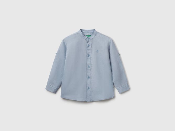 Benetton, Chemise Mandarine En Lin Mélangé, taille 18-24, Bleu Clair, Enfants - United Colors of Benetton - Modalova
