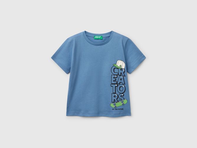 Benetton, T-shirt En Coton Avec Imprimé, taille 12-18, Bleu Clair, Enfants - United Colors of Benetton - Modalova