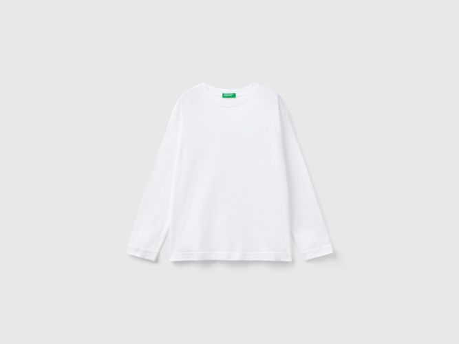 Benetton, T-shirt À Col Rond En Coton, taille 2XL, Blanc, Enfants - United Colors of Benetton - Modalova