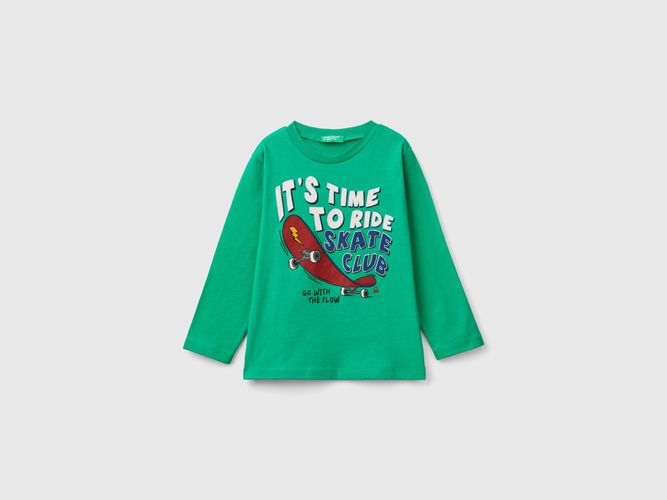 Benetton, T-shirt Regular Fit À Imprimé, taille 12-18, Vert, Enfants - United Colors of Benetton - Modalova