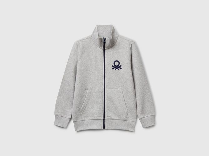 Benetton, Sweat-shirt Zippé En Pur Coton, taille 2XL, Gris Clair, Enfants - United Colors of Benetton - Modalova