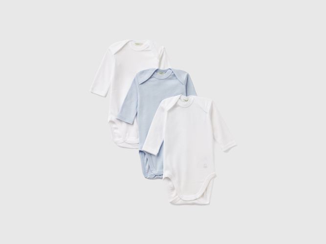 Benetton, Trois Bodys Unis En Coton, taille 0-1, Multicolore, Enfants - United Colors of Benetton - Modalova