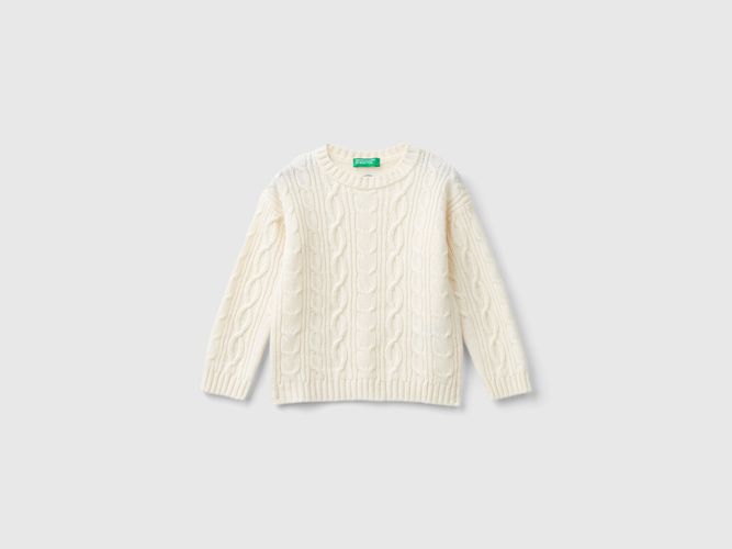 Benetton, Pull Tressé En Mélange De Laine, taille 12-18, Crème, Enfants - United Colors of Benetton - Modalova