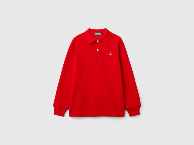 Benetton, Polo 100 % Coton Bio À Manches Longues, taille 2XL, Rouge, Enfants - United Colors of Benetton - Modalova