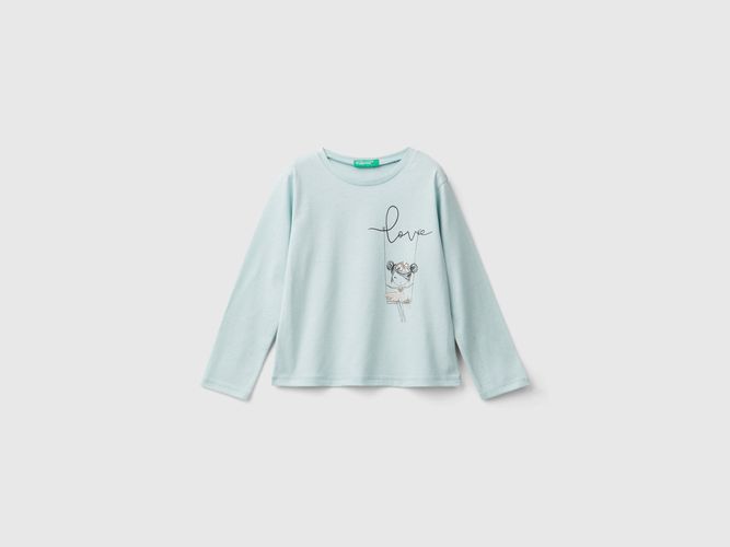 Benetton, Maglietta Con Stampa E Applicazione Tulle, taglia 82, Verde Acqua, Bambini - United Colors of Benetton - Modalova