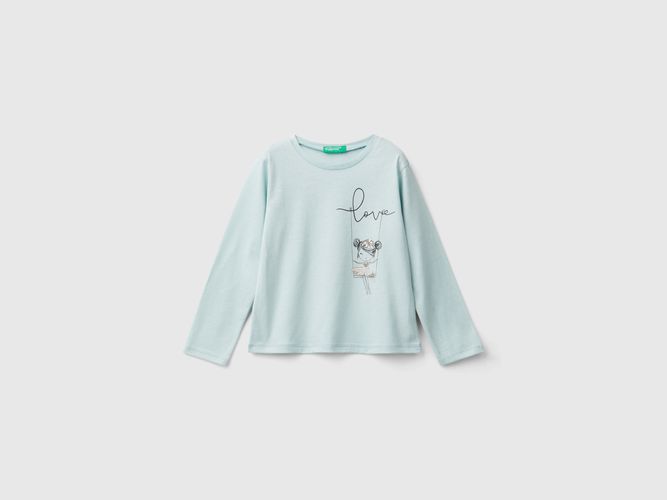 Benetton, T-shirt À Imprimé Et Application Tulle, taille 12-18, Bleu Vert, Enfants - United Colors of Benetton - Modalova