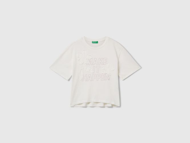 Benetton, T-shirt Avec Imprimé Et Patch, Taille: L, Crème, Enfants - United Colors of Benetton - Modalova