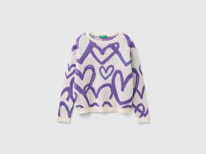 Benetton, Pull À Motif Caurs Jacquard, taille S, Crème, Enfants - United Colors of Benetton - Modalova