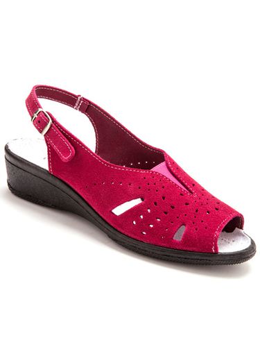 Sandales cuir velours grande largeur - Daxon - Modalova
