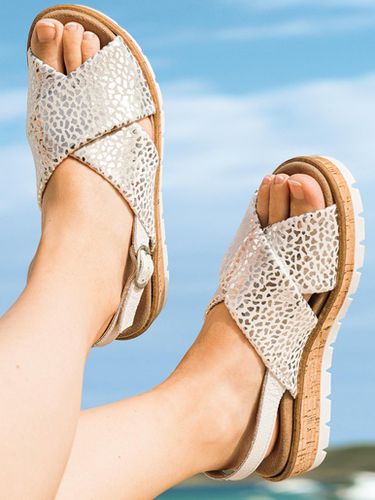 Sandales extensibles doublées cuir - Pédiconfort - Modalova