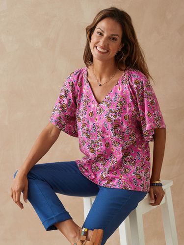 Tee-shirt encolure V avec smocks - Daxon - Modalova