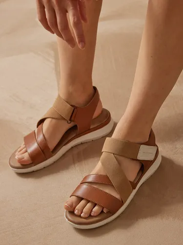 Sandales cuir à scratch et élastiques - Pédiconfort - Modalova