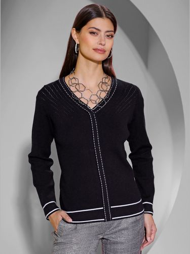 Pull à encolure en v tricot fin et doux - - Creation L - Modalova