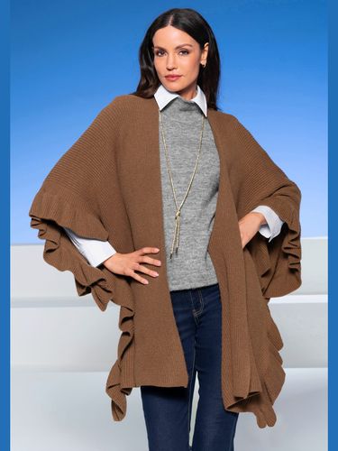 Poncho en tricot volants tendance - Ashley Brooke - Modalova