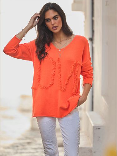 Pull ample inscription tendance - Mandarin - Modalova