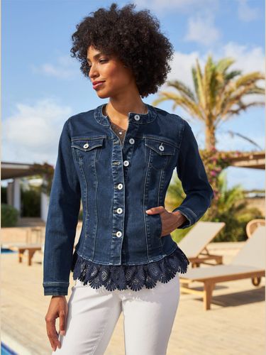 Blazer en jean bordure en dentelle à l’ourlet - Linea Tesini - Modalova