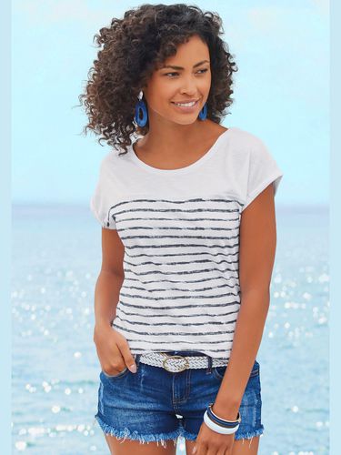 T-shirt imprimé rayé tendance devant et au dos - - Beachtime - Modalova