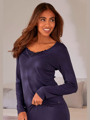 Haut de pyjama t-shirt à manches avec détails en dentelle - LASCANA - Modalova