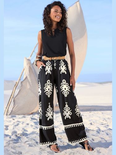 Pantalon large ceinture élastique - - LASCANA - Modalova