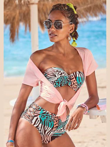 Haut de bikini bandeau à armatures imprimé, effet de couleur différent pour chaque pièce - Venice Beach - Modalova