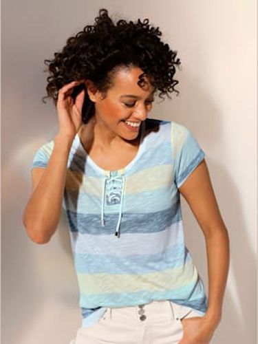 T-shirt en lin et viscose procédé d'impression de qualité - - -blanc À Rayures Fines - Creation L Premium - Modalova