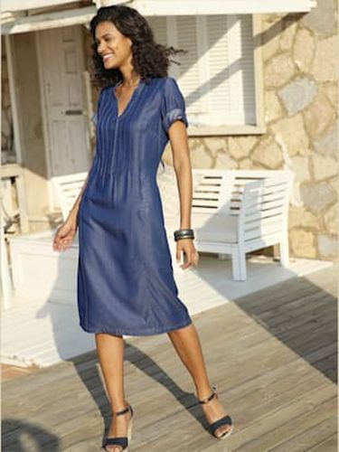 Robe col v et 2 poches raglan verticales - Collection L - Modalova
