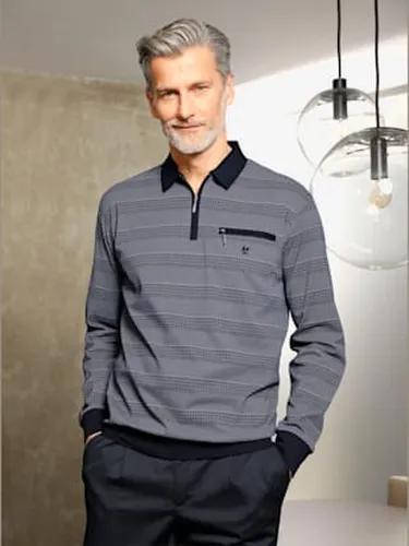 Polo à manches longues superbe motif jacquard - Hajo - Modalova