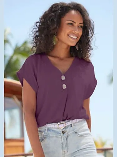 Chemisier encolure en v - LASCANA - Modalova