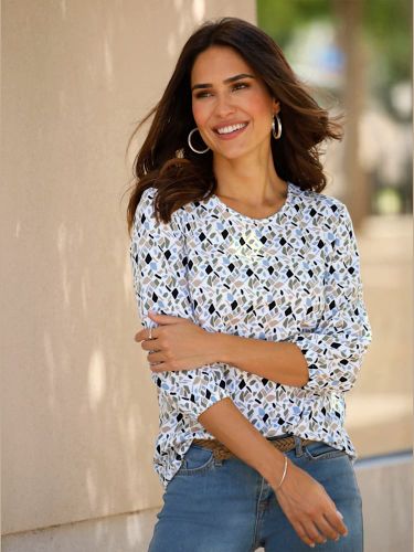 T-shirt à manches 3/4 encolure ronde passepoilée - Witt - Modalova