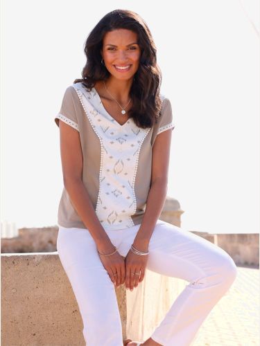 T-shirt en v motif ethnique tendance - Witt - Modalova