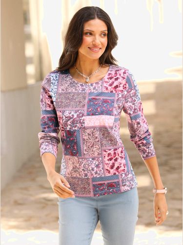 T-shirt à encolure ronde jolie imitation patchwork - Witt - Modalova