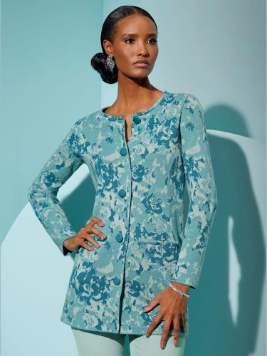 Veste longue en tricot 30% laine vierge - Creation L - Modalova