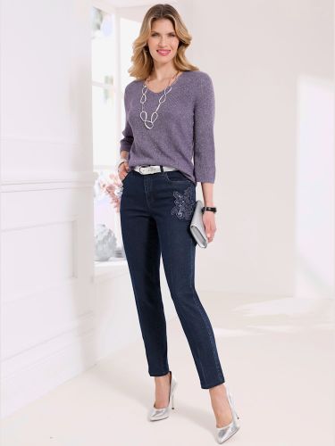 Pull à manches 3/4 encolure en v féminine - Witt - Modalova