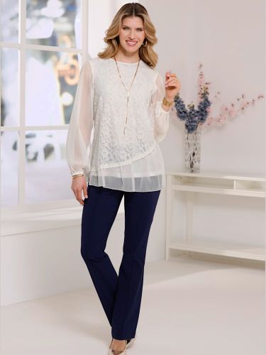 Chemisier en dentelle manches en mousseline transparente - Witt - Modalova