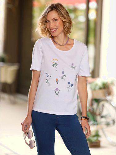 T-shirt imprimé encolure ronde passepoilée - Witt - Modalova