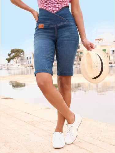 Bermuda en jean qualité coton doux sur la peau - Collection L - Modalova