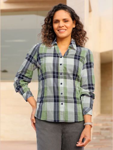 Chemisier à carreaux pur coton - Collection L - Modalova