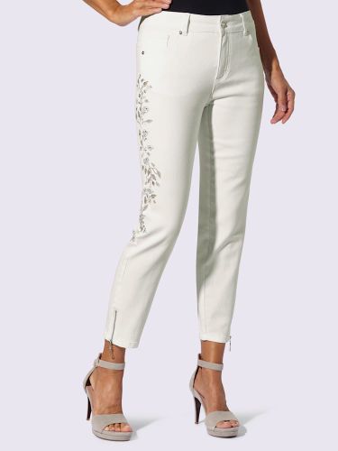 Jean 5 poches broderie et pierres brillantes - Fair Lady - Modalova