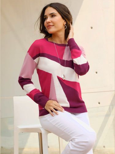 Pull à manches longues tricot intarsia de qualité - Witt - Modalova