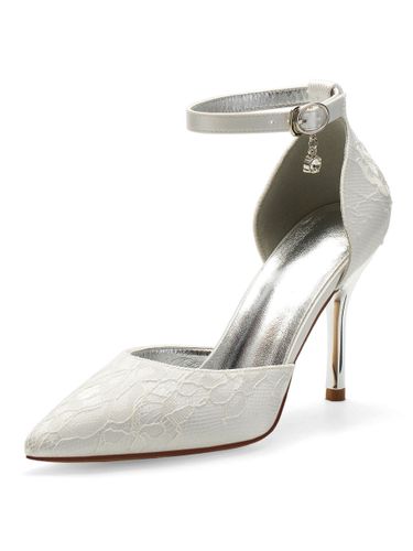 Chaussures mariée 2026 en dentelle à bout pointu à talon haut avec boucle chaussures de mariée - milanoo.com - Modalova