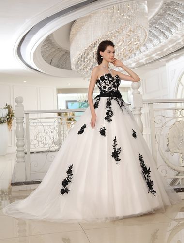 Robes de Mariée Bustier Robe Trapèze En Dentelle Noir Avec Nœud Gothique Robe de Mariage 2026 - milanoo.com - Modalova