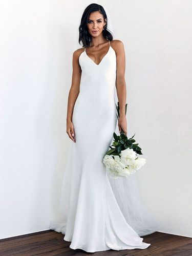 Robe de mariée simple; robe de mariée pas cher - milanoo.com - Modalova