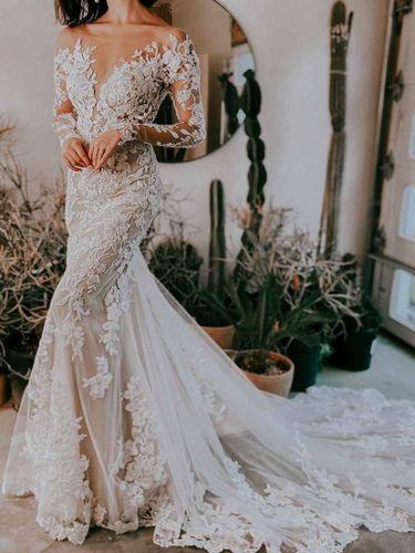 Robe de mariée sirène en dentelle | Mariage luxe - milanoo.com - Modalova