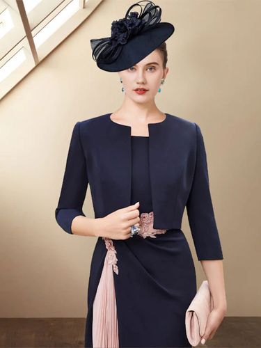 Robe de mère de mariée deux pièces robe et boléro col bateau au genou robe d'invitée de mariage robe cocktail mariage - milanoo.com - Modalova