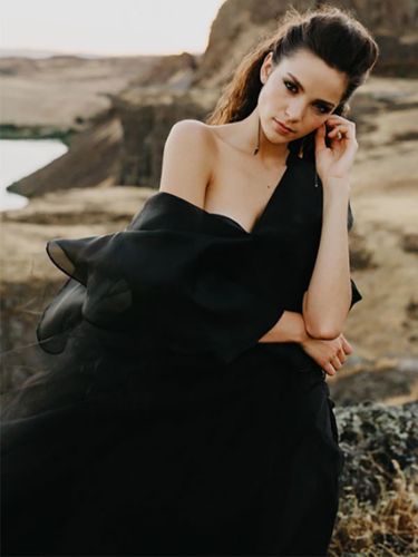 Robe de mariée en crêpe extensible ligne a sans manches avec balayage à la taille naturelle - milanoo.com - Modalova