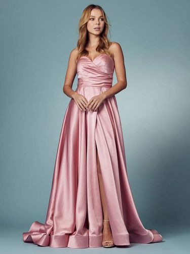 Robe de bal 2026 A-ligne décolleté en cœur satin sans manches poches robes de soirée - milanoo.com - Modalova