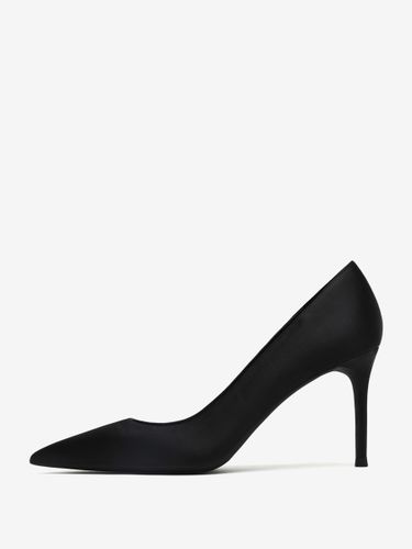 Escarpins à talons hauts en satin noirs à bout pointu et à talons aiguilles - milanoo.com - Modalova