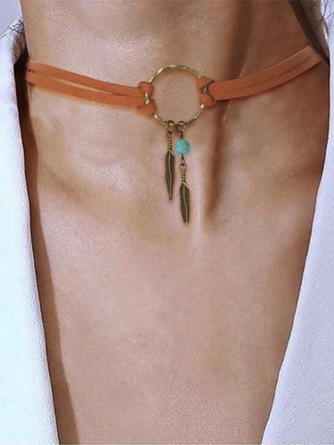 Collier Bohème Bague Cuir Feuilles Collier Chic Perlé - milanoo.com - Modalova