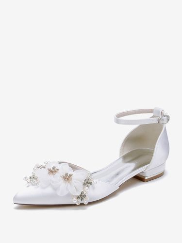 Chaussures de mariée Chaussures plates de mariage fleur en satin à bout pointu - milanoo.com - Modalova